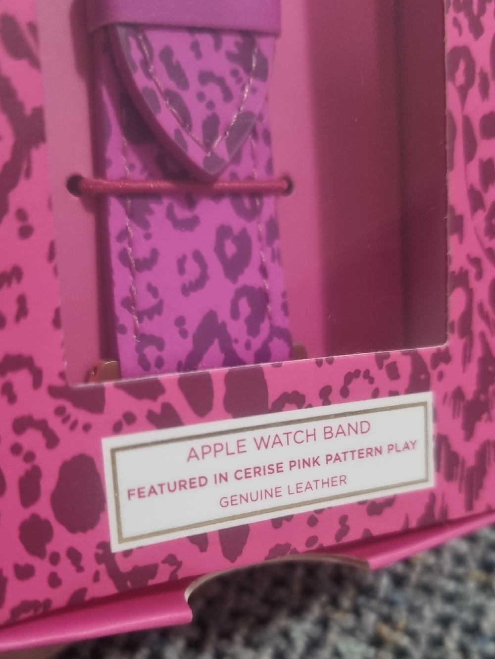 LILLY PULITZER Leather Apple Watch Band in Cerise Pink Pattern Play - Picture 6 of 13
